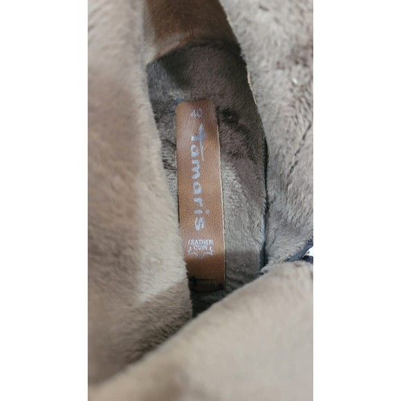 Tamaris Tora Germany Brown Soft Leather Chestnut Heeled Zip Ankle Boots Sz.8.5 - Picture 8 of 11